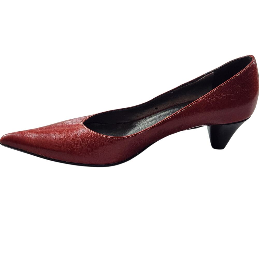 Peluso heels sz 38 made in Italy red pointed-toe pumps dress shoes - Picture 9 of 13